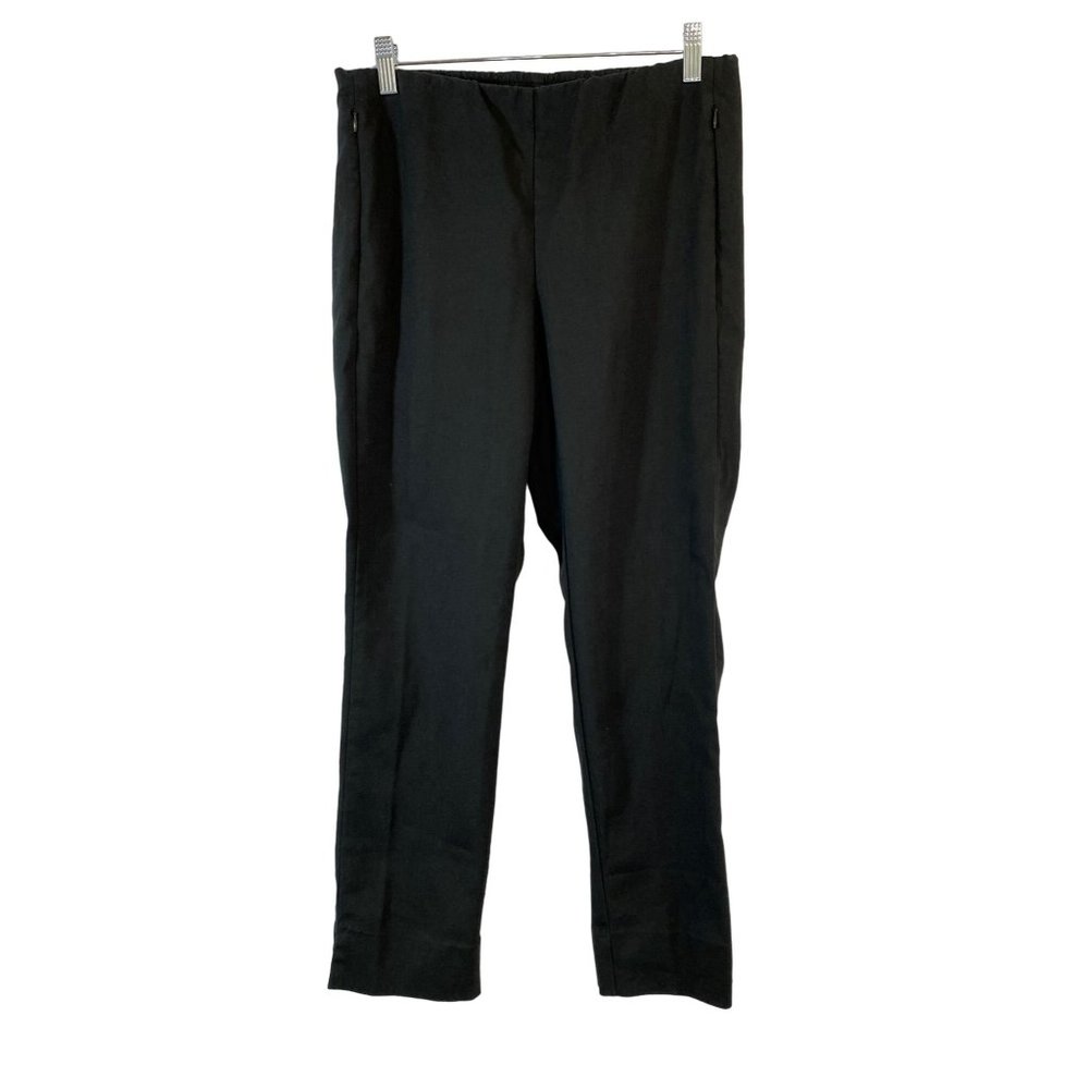 J.Jill Essential Ponte Slim Leg Pants Womens Size 10P Black Stretch Zip Pockets